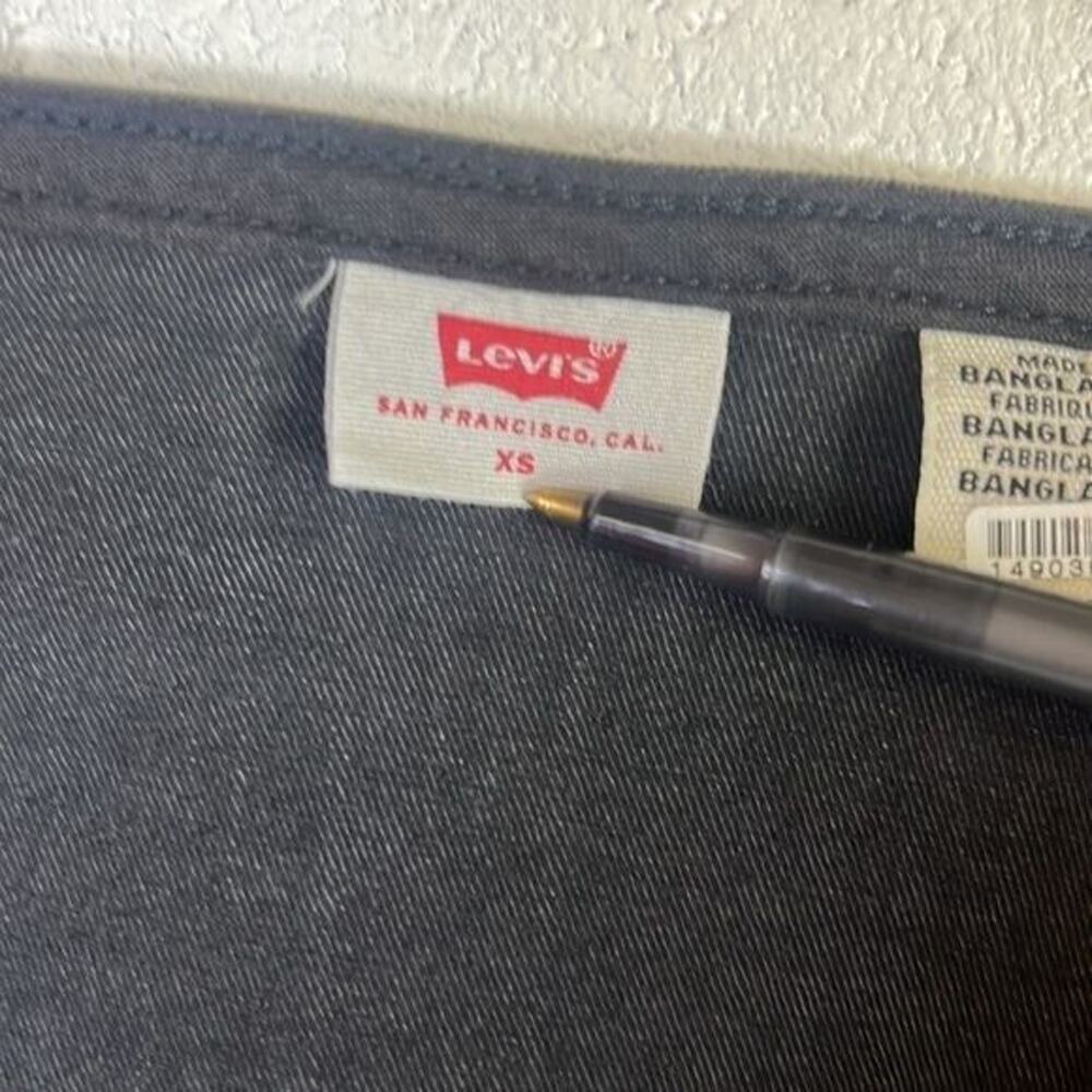 RTR Levi'sVeda Denim Dress Charcoal Mini LBD Button Down Chrome Sz XS Jean gray - Picture 5 of 9